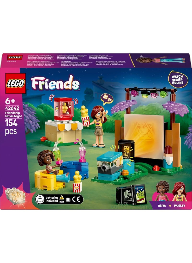 LEGO لعبة LEGO Friends لليلة فيلم الصداقة للفتيات من عمر 6 سنوات فما فوق - تشمل دميتين صغيرتين، وشاشة، وجهاز عرض ضوء - مجموعة بناء إبداعية - 42642 - Image 1